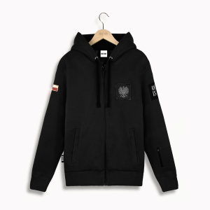 BLUZA MĘSKA MILITARNA ROZPINANA Z KAPTUREM KHAKI - ORZEŁ NASZYWKA /REDisBAD/