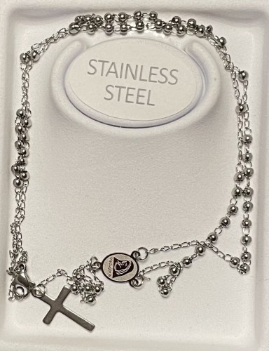 RÓŻANIEC damski /na szyję/ - stal nierdzewna /srebrny, grubsze koraliki/ poświęcony w MEDJUGORIE