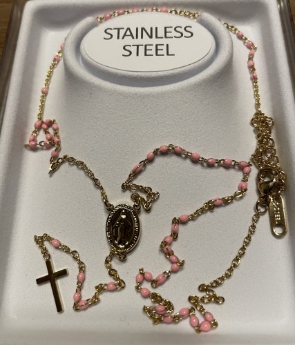 RÓŻANIEC damski /na szyję/ - stal nierdzewna /różne kolory, cieńsze koraliki/  poświęcony w MEDJUGORIE