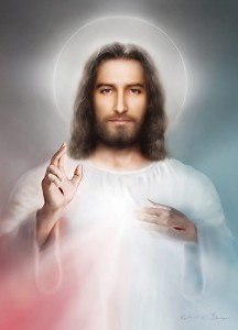 Jezus Miłosierny. Obraz A4 z zawieszką