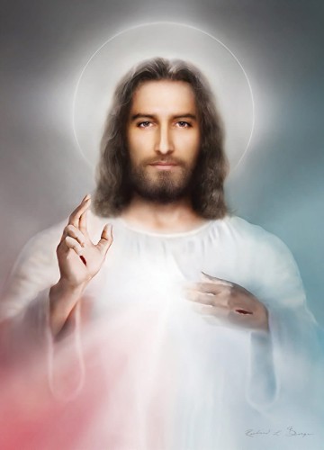 Jezus Miłosierny. Obraz A4 z zawieszką